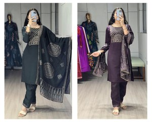 Look Royal Salwar Suit Collection Tissus Georgette Lourds Avec Séquence De Broderie Travail Pour Les Femmes Vêtements De Mariage - Product Image 6