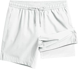 กางเกงออกกำลังกายผู้ชายแบบ 2-in-1 แห้งเร็ว ผ้าโพลีเอสเตอร์ กระชับกล้ามเนื้อ สำหรับวิ่งและเล่นกีฬา ลายเรียบ สไตล์ลำลอง - Product Image 1