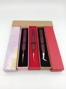 Pinzas de Acero Inoxidable para Extensión de Pestañas con Punta Plateada y Agarre de Diamante, Recubrimiento en Polvo Estilo Vino, Diferentes Estilos, Herramientas de Belleza - Product Image 2