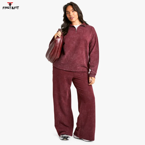 Respirant confortable séchage rapide 100% coton vente entière sweat col roulé fermeture éclair sweats courts pour femme - Product Image 5