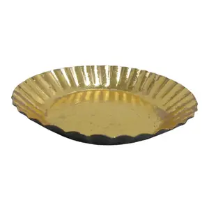 Iron Round Plate/Dish with Gold Foil Black Colour Usable for eating or serving food in Hotels Restaurant Cafeteria Kitchenware