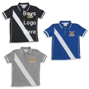 Camisa polo para meninos bordada e estampada de qualidade de exportação de manga curta com logotipo personalizado fornecedor direto de Bangladesh