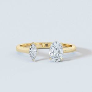 10k or massif coupe ovale écologique bague en diamant diamant cultivé en laboratoire mariage ovale coupe diamant bague de fiançailles proposition bijoux - Product Image 1