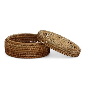 Caja Multifuncional de Mimbre Natural Tejido a Mano, Estilo Bohemio, Hecha en Vietnam, para Organizar Artículos del Hogar y Decoración del Hogar - Product Image 3