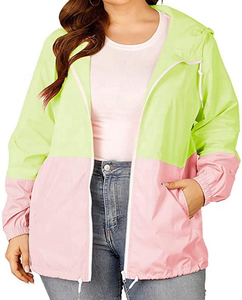 Veste coupe-vent imperméable de grande taille Veste et manteaux pour femmes avec capuche en deux tons Logo au design personnalisé Différentes couleurs - Product Image 3