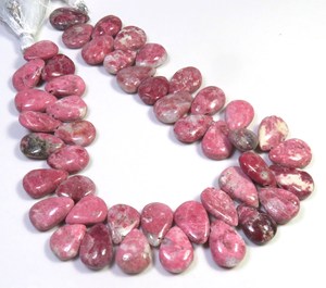 Perles de pierres précieuses de poire de thulite rose de qualité supérieure 11-15mm 9 "brin perles lisses de thulite naturelle prix usine - Product Image 3
