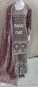 Magnifique ensemble palazzo d'été pour femme en double tissu, libérez votre style pour mariages et soirées, design de robe indienne élégante - Product Image 3
