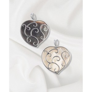 Pendentif en argent sterling plaqué rhodium en forme de cœur avec accent diamant - Product Image 1