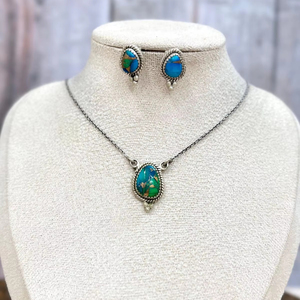 Handmade Sterling Silver <b>Gold</b> Bezel Setting Peacock Dahlia Necklace Earrings <b>Set</b> Floral Artisan <b>Jewelry</b> Colorful Unique Gift for - Product Image 1