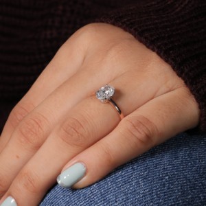 Anillo de Bodas de compromiso de oro sólido de 14 quilates personalizable Diseño DE EQUIPO PROFESIONAL 1ct D Color VS Oval Cut IGI Lab para fiestas - Product Image 4