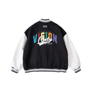 OEM mangas de cuero personalizadas y cuerpo de lana de alta calidad bombardero béisbol vintage Letterman Varsity chaqueta hombres y mujeres - Product Image 2