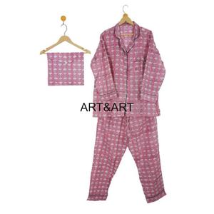Ensemble de pyjama en coton à manches longues à imprimé floral respirant thermique grande taille pour demoiselle d'honneur pour adulte été - Product Image 5