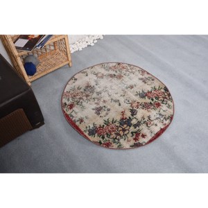 Alfombra de lana turca Vintage roja Beige clásica 3,2X3,3 pies diseño de retales de tejido plano para sala de estar respaldo de yute de 10mm de espesor - Product Image 3