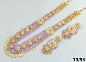 Collar largo de perla Kundan y Motipearl tradicional de lujo indio largo Mala tono dorado Kundan con conjunto de pendientes a juego para mujeres y niñas - Product Image 4