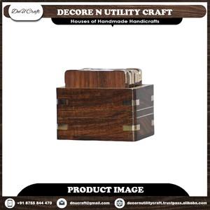 Handcrafted <b>Square</b> Novelty Design Antique Sheesham Wood Eco-Friendly Coaster Set for Home Decor <b>Kitchen</b> <b>Table</b> Mats & Pads - Product Image 4