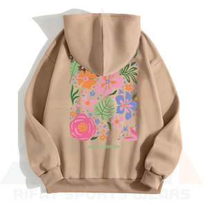 Sweat à capuche surdimensionné à imprimé floral pour femme, pull rétro à fleurs sauvages, épaules tombantes, manches longues, streetwear décontracté et écologique - Product Image 2