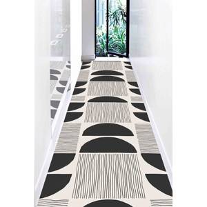 Tapis moderne du milieu du siècle : motif géométrique minimaliste, tapis d'intérieur doux, tapis en chenille - Product Image 5