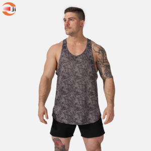 Camisetas de gimnasio informales personalizadas OEM para hombre, camisetas sin mangas, ropa deportiva de LICRA de algodón para culturismo, Fitness, correr en verano - Product Image 3