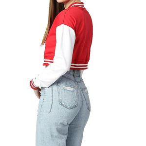 Nuevo diseño de chaqueta de invierno para mujer, chaqueta de invierno transpirable de béisbol con letras a la venta, chaquetas universitarias de retales de lana - Product Image 6