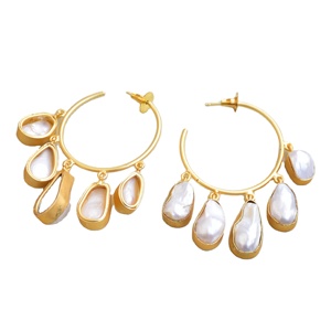 Pendientes de Racimo de Latón Premium, Chapados en Oro, con Piedras Preciosas Auténticas, Acabado de Latón Satinado, Sin Níquel, Duraderos, Perfectos - Product Image 4