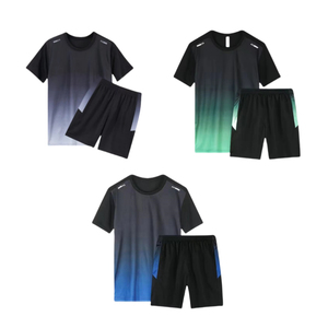 2025 conjunto de ropa deportiva de secado rápido personalizado 230G tela de punto de manga corta entrenamiento uniforme de entrenamiento cintura elástica equipo bordado - Product Image 1