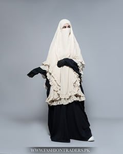 Vestido de hiyab Khimar con volantes hecho a mano para mujeres musulmanas, tela de poliéster transpirable, ropa modesta para eventos islámicos y uso diario - Product Image 2