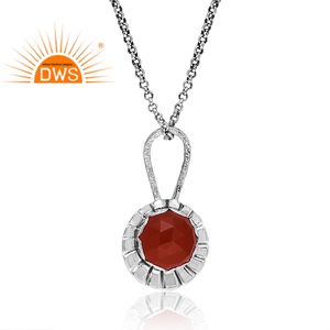 Meilleure vente collier pendentif en argent sterling oxydé naturel en onyx rouge avec pierres précieuses fabricant de bijoux personnalisés - Product Image 2