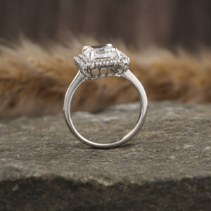 Anillo de compromiso de diamante de corte esmeralda cultivado en laboratorio, 10K, Oro Sólido, certificado IGI, lujoso anillo de estilo Halo Cluster, regalo para mujer - Product Image 3