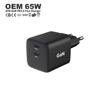 Phone Gan 65w 20w Şarj Cihazı USB c 2 Portlu Şarj Adaptörü iPhone Samsung Hızlı Şarj için CB CE ROHS KC Laptop PD Şarj Cihazı 65w