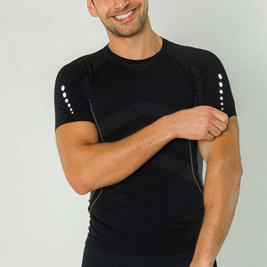 T-shirt de compression athlétique pour homme 230 GSM en polyester et élasthanne extensible, séchage rapide, pour entraînement sportif, fournisseur OEM - Product Image 3