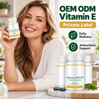 Gélules de Vitamine E 1000 UI 450 mg, pure dl Alpha Antioxydant, complément alimentaire, marque privée OEM ODM