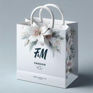 Sacs en papier kraft imprimés écologiques de qualité supérieure, motif floral, style sac à main, fournisseur de sacs cadeaux pour vêtements - Product Image 3