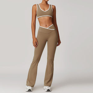 ชุดเล่นโยคะสองชิ้นกางเกงเลกกิ้งผ้ายืดชุดเล่นโยคะฟิตเนส - Product Image 1