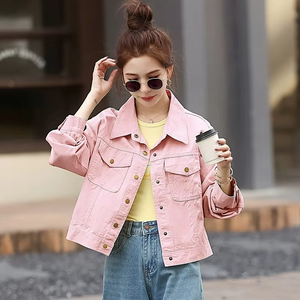 2025 nouvelles femmes Denim veste courte ample vêtements d'extérieur décontractés avec bouton décoration hiver coupe-vent manteau pour printemps automne - Product Image 4