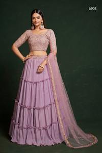 Georgette lehenga choli ออกแบบล่าสุดโดย Fab Zone อินเดียและปากีสถานเสื้อผ้าปักลำดับงาน - Product Image 3