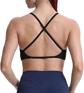 Sujetador deportivo sin costuras de alto soporte para mujer, diseño triangular acanalado, con tirantes en T de spandex/nailon, ajuste cómodo y flexible. - Product Image 3