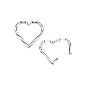 Wholesale Astm F136 Titanium Hinged Segment Hoop Ring Heart 16G 10 Mm Nose Conch Tragus Earring G23 Body Piercing Jewelry