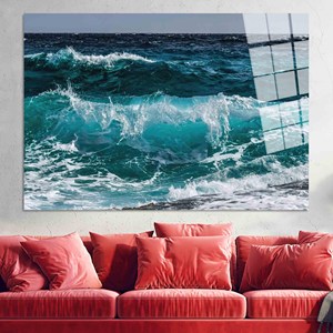 Lienzo con Vista al Océano: Impresión Artística de Olas del Mar para una Decoración Elegante, ARTE EN VIDRIO TEMPLADO - Product Image 1
