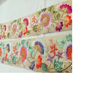 Lacets de travail en fil brodé sur mesure avec options multicolores en paillettes brodées de 1.5 pouces de largeur - Product Image 1