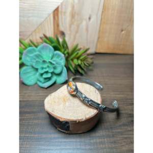 Navajo Handmade Mohave Turquoise & Sterling <b>Silver</b> Fashion <b>Cuff</b> <b>Bracelet</b> - Product Image 3