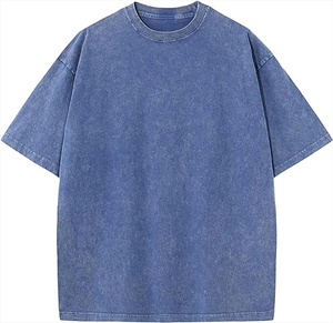 เสื้อยืดผู้ชายฟอกสีกรดเสื้อผ้าแนวสตรีทผ้าถักผ้าฝ้าย100% น้ำหนักเบา - Product Image 1