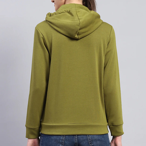Vente en gros hiver/automne nouveauté sweat à capuche à manches longues pour femme imprimé solide fermeture éclair quart poche kangourou logo avant - Product Image 5