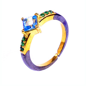 Shining <b>Sterling</b> <b>Silver</b> 925 Blue Topaz Tsavorite Gemstones Vintage Style Fashion Finger <b>Adjustable</b> <b>Ring</b> - Product Image 1