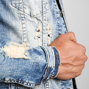 Veste en jean pour homme de haute qualité à manches longues, décontractée, avec fourrure, vente en gros et personnalisation, veste en jean pour homme de la meilleure qualité avec strass - Product Image 6