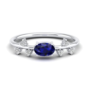 Anillos de Plata de Ley 925 con Zafiro Azul de Corte Ovalado de 0.75 Quilates y Moissanita, Precio de Fábrica al por Mayor de REYES, Joyería para Mujer - Product Image 5