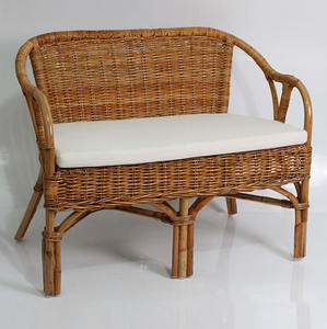 Banco de Patio con Estructura de Ratán Natural y Madera de Teca con Acabado Brillante, Duradero y Ecológico para Exteriores, Entrada o Parque - Product Image 3