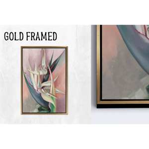 Lienzo Impreso Vibrante: Arte Floral Abstracto de Ave del Paraíso, 1 Pieza con Marco Dorado - Product Image 1