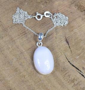 Colgante de cuarzo rosa de Plata de Ley 925, forma ovalada fina, piedra preciosa rosa, regalo de boda perfecto con amor, joyería estampada 925 - Product Image 3