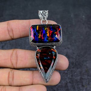 Colgante de Aleación con Cristal Dicroico Vintage, Estilo Bohemio, Hecho a Mano, Corte Ovalado de Citrino, Unisex, Joyería - Product Image 2