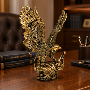 <span class=keywords><strong>Figurine</strong></span> en résine Aigle rétro en bronze aux ailes écartées avec base en coquillage, Statue de faucon pour bureau, salon, succès professionnel, décoration intérieure - Product Image 1